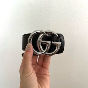 Gucci Black Belt with Silver Buckle